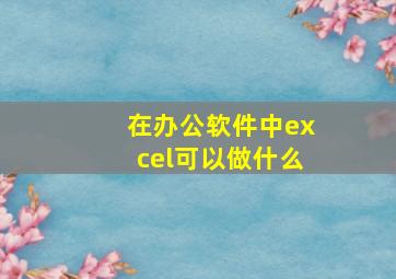 在办公软件中excel可以做什么