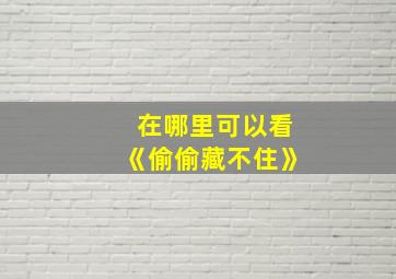 在哪里可以看《偷偷藏不住》