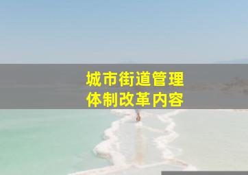 城市街道管理体制改革内容