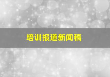 培训报道新闻稿