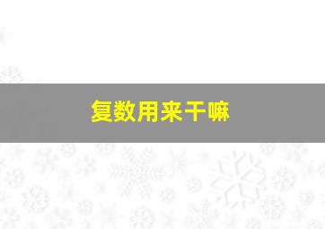 复数用来干嘛