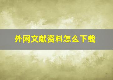 外网文献资料怎么下载