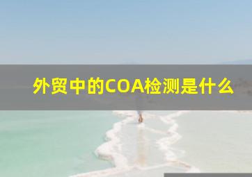 外贸中的COA检测是什么