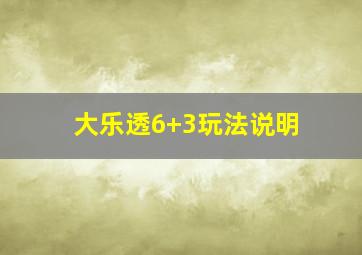 大乐透6+3玩法说明