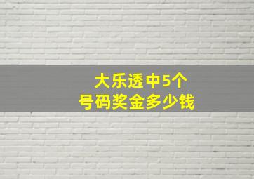 大乐透中5个号码奖金多少钱