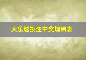 大乐透投注中奖规则表