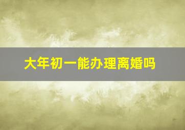 大年初一能办理离婚吗