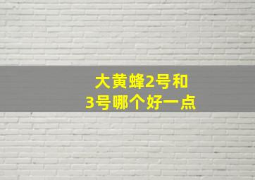 大黄蜂2号和3号哪个好一点