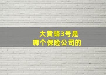 大黄蜂3号是哪个保险公司的