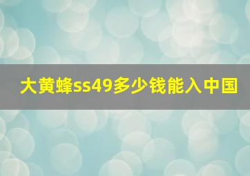 大黄蜂ss49多少钱能入中国