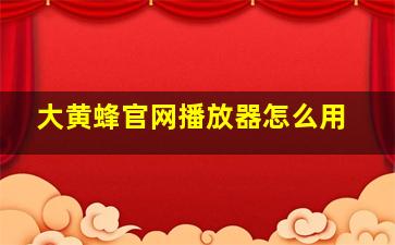 大黄蜂官网播放器怎么用