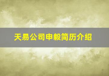 天易公司申毅简历介绍