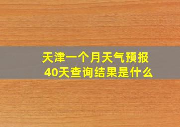 天津一个月天气预报40天查询结果是什么