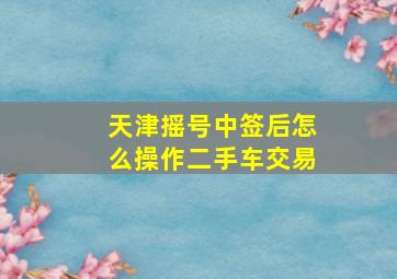 天津摇号中签后怎么操作二手车交易