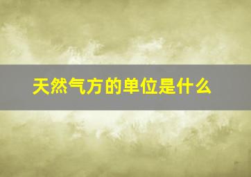 天然气方的单位是什么