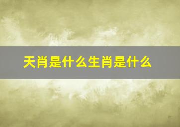 天肖是什么生肖是什么