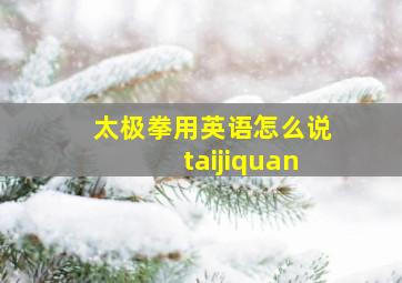 太极拳用英语怎么说taijiquan