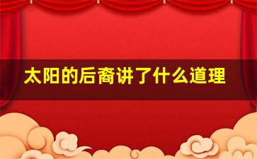 太阳的后裔讲了什么道理