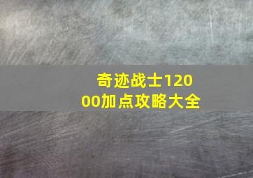 奇迹战士12000加点攻略大全