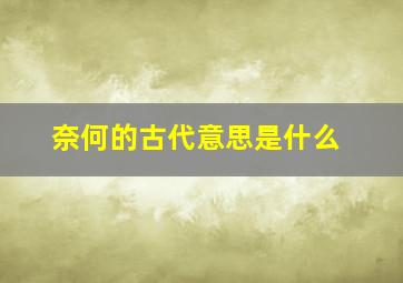 奈何的古代意思是什么