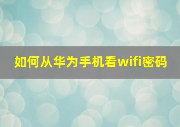 如何从华为手机看wifi密码