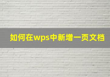 如何在wps中新增一页文档