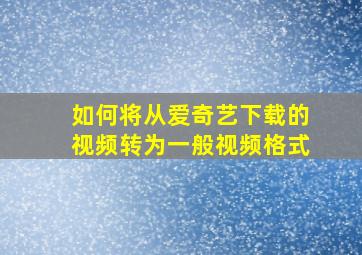 如何将从爱奇艺下载的视频转为一般视频格式