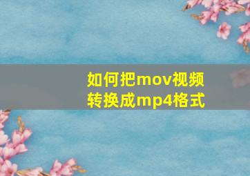 如何把mov视频转换成mp4格式