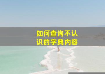 如何查询不认识的字典内容