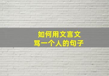 如何用文言文骂一个人的句子