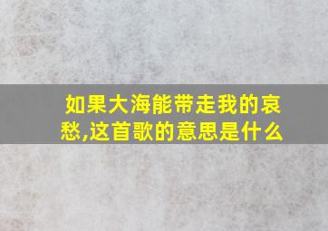 如果大海能带走我的哀愁,这首歌的意思是什么