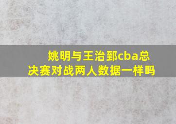 姚明与王治郅cba总决赛对战两人数据一样吗