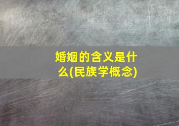 婚姻的含义是什么(民族学概念)