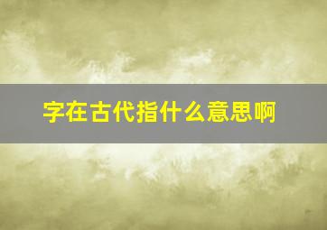 字在古代指什么意思啊