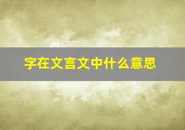 字在文言文中什么意思