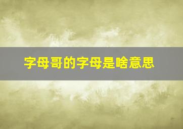 字母哥的字母是啥意思