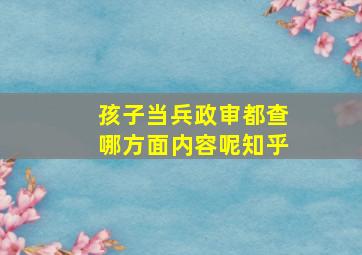 孩子当兵政审都查哪方面内容呢知乎