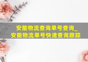 安能物流查询单号查询_安能物流单号快速查询跟踪