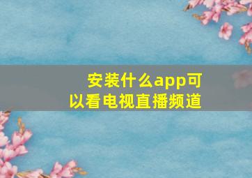 安装什么app可以看电视直播频道