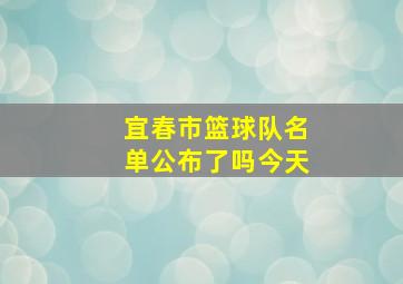 宜春市篮球队名单公布了吗今天