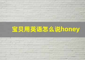 宝贝用英语怎么说honey