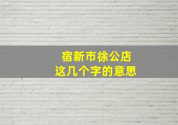 宿新市徐公店这几个字的意思