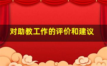 对助教工作的评价和建议