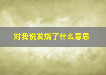 对我说发烧了什么意思