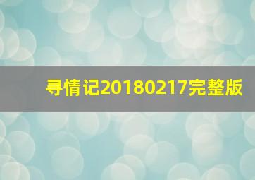 寻情记20180217完整版