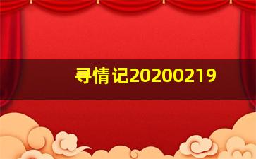 寻情记20200219