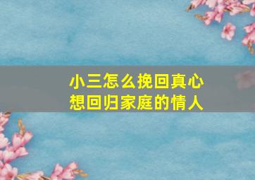 小三怎么挽回真心想回归家庭的情人