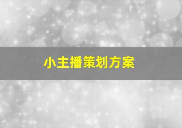 小主播策划方案