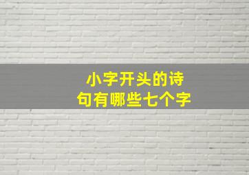 小字开头的诗句有哪些七个字