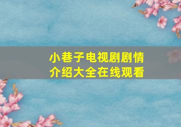 小巷子电视剧剧情介绍大全在线观看